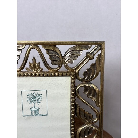 Vintage Terragrafics Ornate Brass Hollywood Regency 3.5” X 5” Picture Frame - Picture 3 of 10